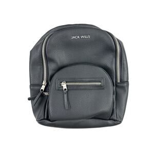 Jack Wills Faux Leather Backpack in Black